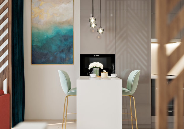 Фотография: Кухня и столовая в стиле Современный, Минимализм, Квартира, Студия, Проект недели, Москва, до 40 метров, Монолитно-кирпичный, LVM BURO – фото на INMYROOM