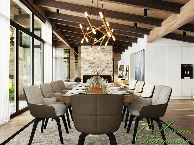 Фото из портфолио Интерьеры дома над прудом в свободном стиле – фотографии дизайна интерьеров на INMYROOM