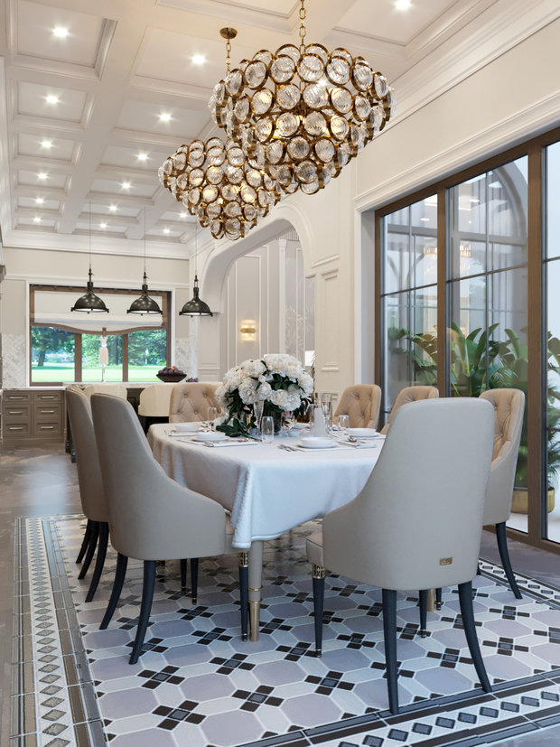 Фото из портфолио Дизайн кухни-гостиной в американской классике – фотографии дизайна интерьеров на INMYROOM