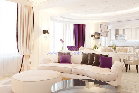 Дизайн проект гостиной в современной классике от Батенькофф