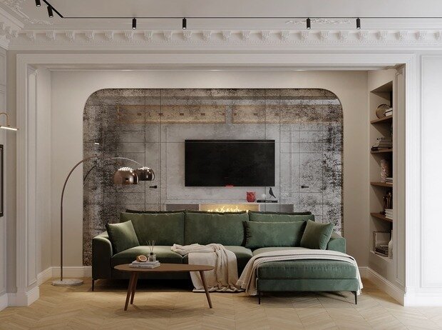 Фотография: Гостиная в стиле Классический, Современный, Эклектика, Квартира, Проект недели, Санкт-Петербург, Кирпичный дом, 4 и больше, 60-90 метров, Студия дизайна Максимаджи – фото на INMYROOM