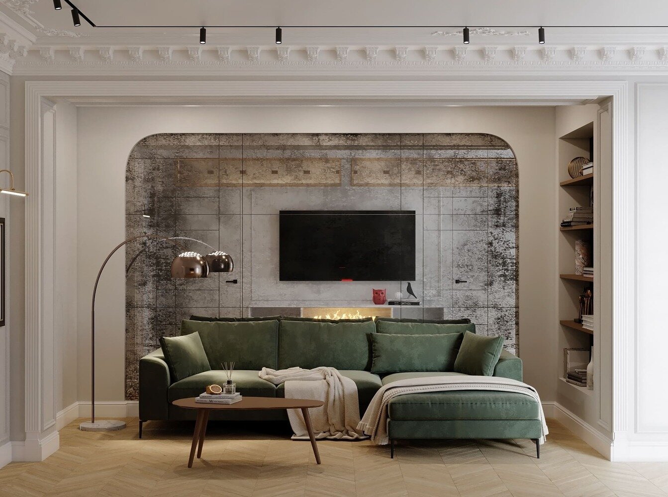 Фотография: Гостиная в стиле Классический, Современный, Эклектика, Квартира, Проект недели, Санкт-Петербург, Кирпичный дом, 4 и больше, 60-90 метров, Студия дизайна Максимаджи – фото на INMYROOM