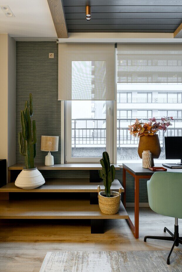 Фотография: Кабинет в стиле Современный, Проект дня, Новосибирск, 4 и больше, Более 90 метров, Эксклюзивные проекты, Полина Степанова, эклектичный с элементами этники и современного дизайна – фото на INMYROOM