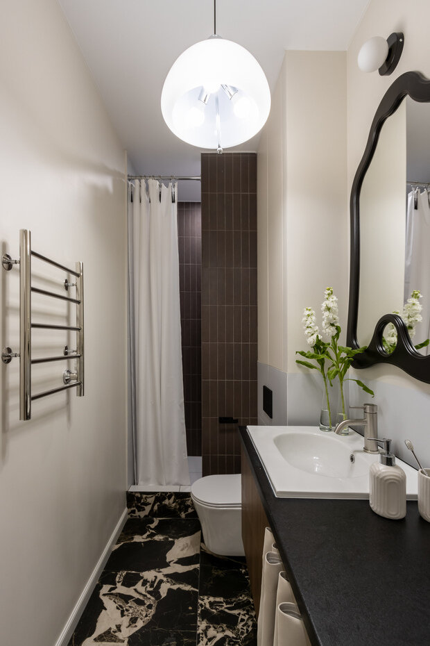 Фотография: Ванная в стиле Классический, Современный, Эклектика, Малогабаритная квартира, Квартира, Студия, Проект дня, Санкт-Петербург, Кирпичный дом, до 40 метров, Екатерина Шейн, современный с элементами лофта – фото на INMYROOM