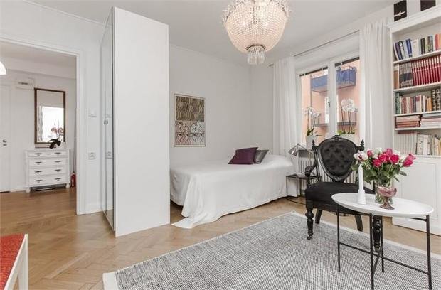 Фотография: Гостиная в стиле Скандинавский, Малогабаритная квартира, Квартира, Швеция, Дома и квартиры, Стокгольм – фото на INMYROOM