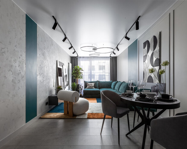 Фотография: Гостиная в стиле Современный, Квартира, Проект дня, Новосибирск, 4 и больше, 60-90 метров, Монолитно-кирпичный, Лиана Акопян – фото на INMYROOM