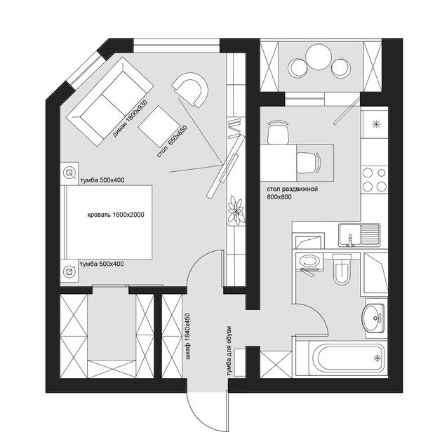 Фото из портфолио Однушка для двоих – фотографии дизайна интерьеров на INMYROOM