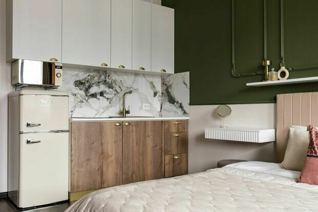 Фотография: Кухня и столовая в стиле Современный, Эклектика, Студия, Проект недели, Санкт-Петербург, до 40 метров, Ольга Трехонина – фото на INMYROOM