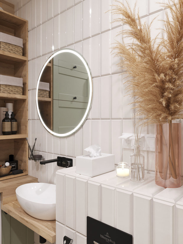 Фотография: Ванная в стиле Скандинавский, Современный, Прихожая, Квартира, Проект недели, Ленинградская область, Панельный дом, 3 комнаты, 40-60 метров – фото на INMYROOM