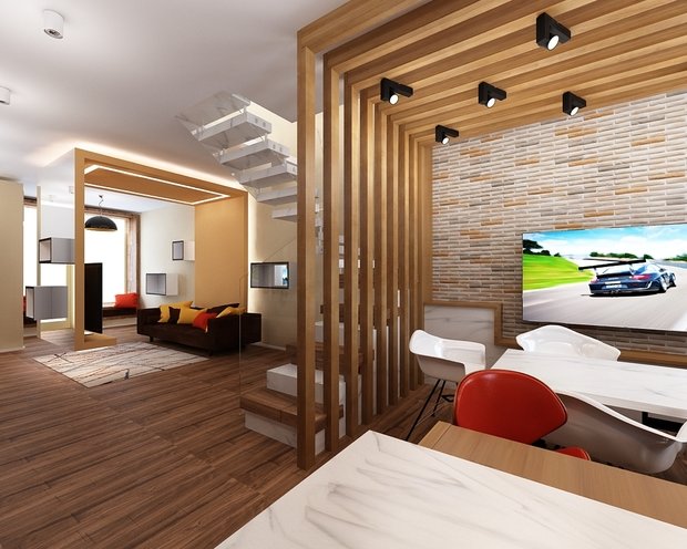 Фото из портфолио Дизайн таунхауса для холостяка – фотографии дизайна интерьеров на INMYROOM