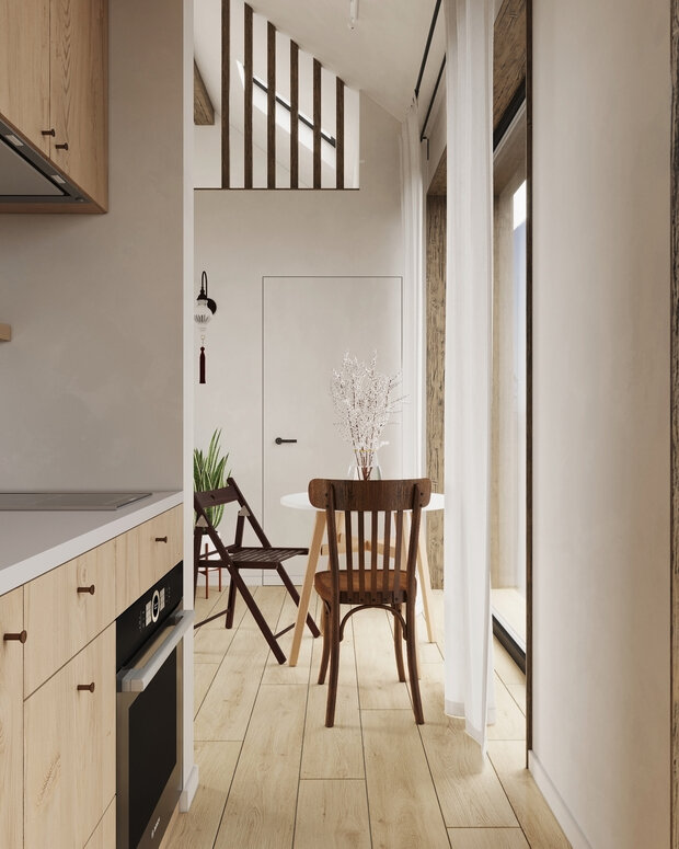 Фотография: Кухня и столовая в стиле Современный, Эко, Скандинавский, Дом, Проект недели, Дача, Дом и дача, Московская область, 2 комнаты, 40-60 метров, Анастасия Струве – фото на INMYROOM