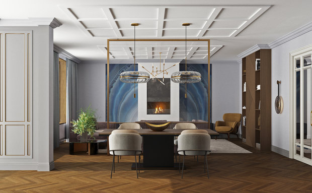 Фото из портфолио Дизайн-проект квартиры с камином – фотографии дизайна интерьеров на INMYROOM