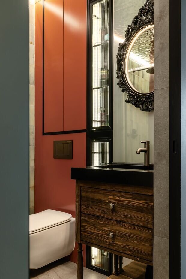 Фотография: Ванная в стиле Современный, Малогабаритная квартира, Квартира, Проект дня, Москва, 1 комната, 40-60 метров, эклектика с элементами современного, Александр Джикаеви – фото на INMYROOM