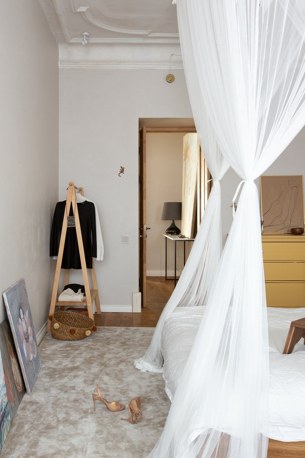 Фотография: Спальня в стиле Скандинавский, Эко, Квартира, Проект недели, Санкт-Петербург, 3 комнаты, Более 90 метров, Эли Гордеева, интерьер в балийском стиле, стиль Бали, атмосфера Бали в интерьере – фото на INMYROOM