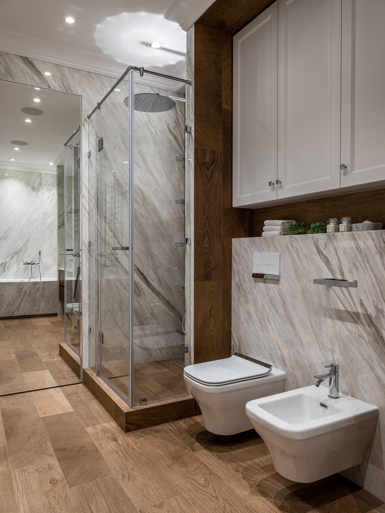 Фотография: Ванная в стиле Классический, Современный, Квартира, Проект дня, Одинцово, Мария Рублева, 3 комнаты, Более 90 метров, Эксклюзивные проекты – фото на INMYROOM