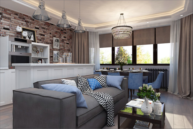 Фото из портфолио Семейная гостиная-столовая – фотографии дизайна интерьеров на INMYROOM