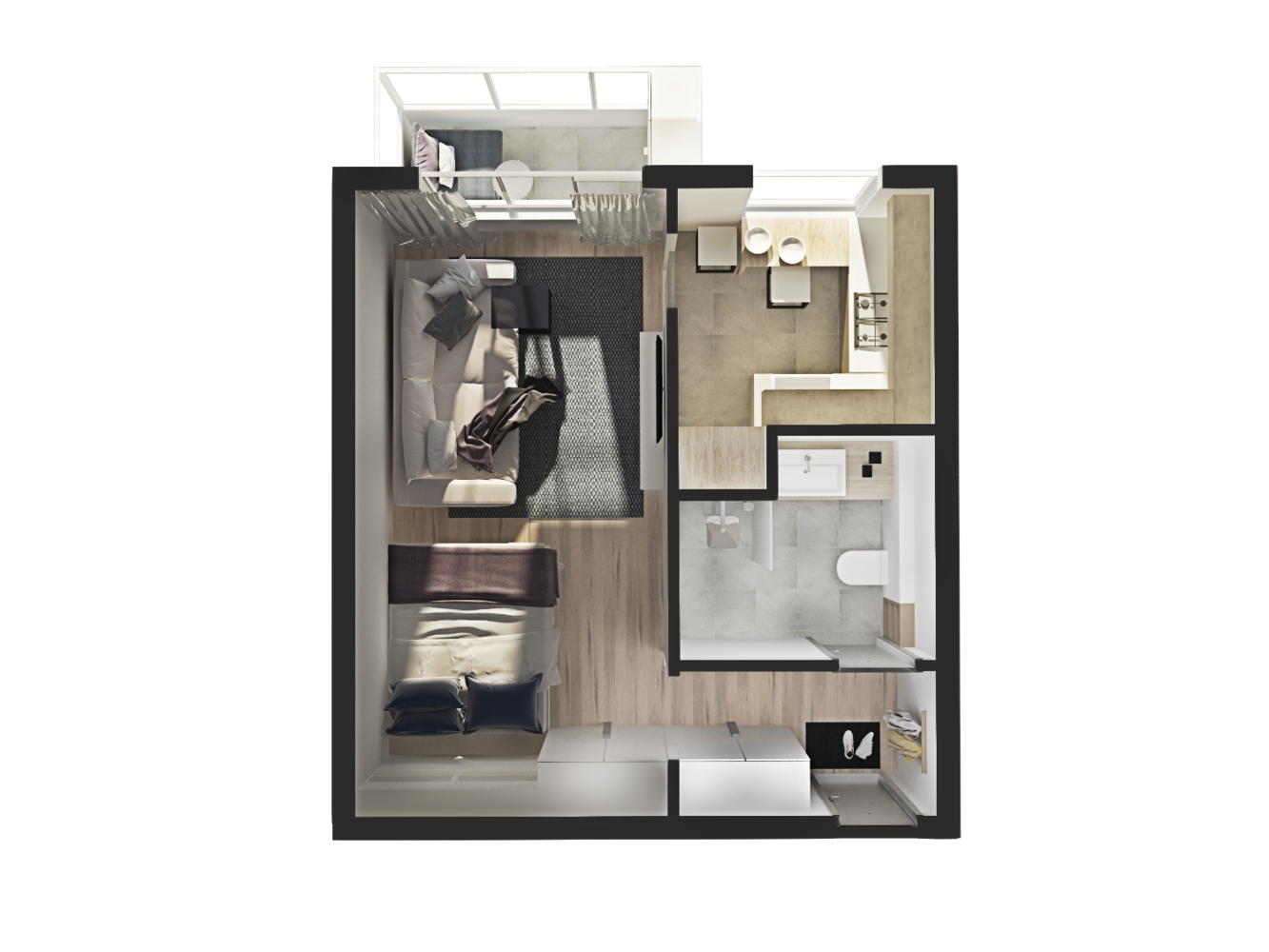 Фотография: Планировки в стиле , Кухня и столовая, Гостиная, Перепланировка, Ольга Бондарь, И-1724, Максим Джураев, П-3 – фото на INMYROOM