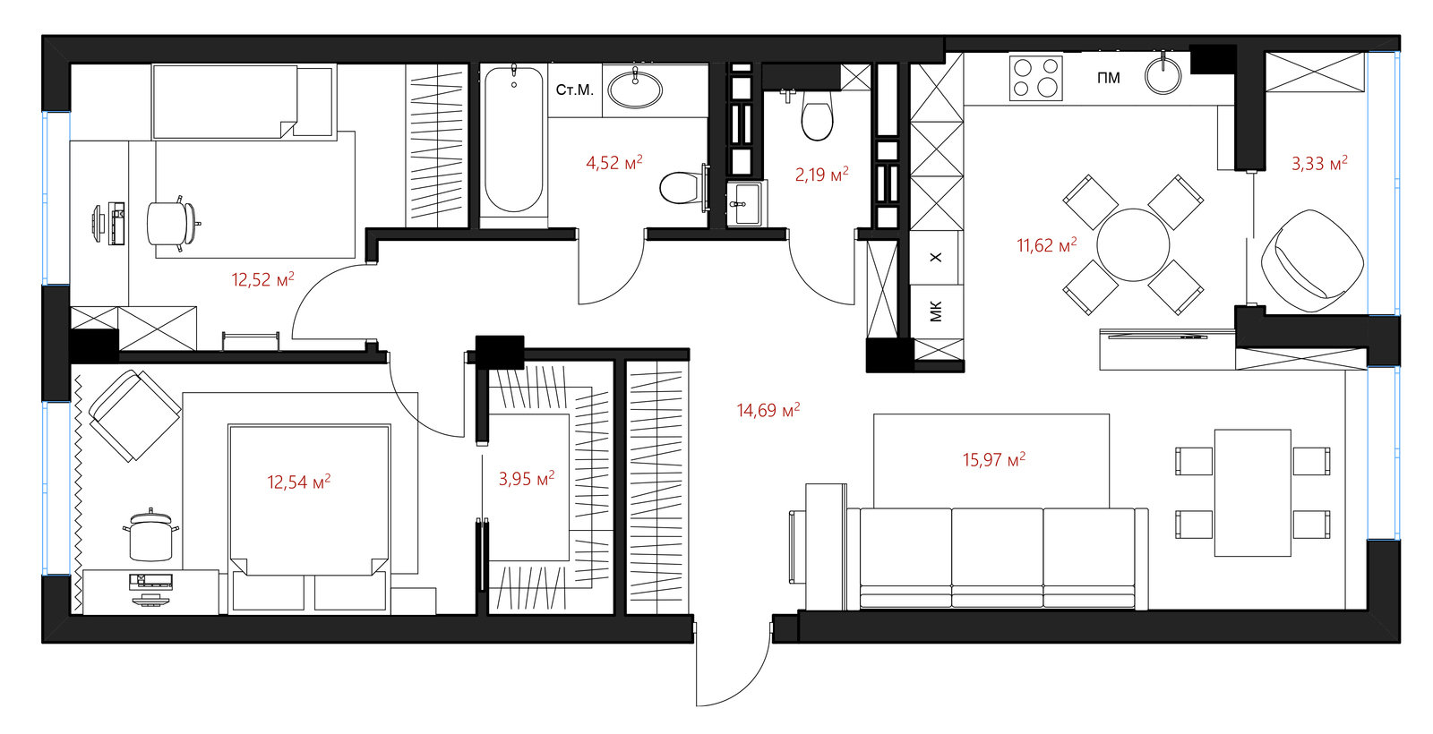 План с расстановкой мебели