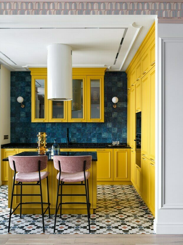 Фотография: Кухня и столовая в стиле Современный, Эклектика, Квартира, Проект недели, Москва, 3 комнаты, Более 90 метров, Miklashevskaia Interior, Анна Миклашевская – фото на INMYROOM