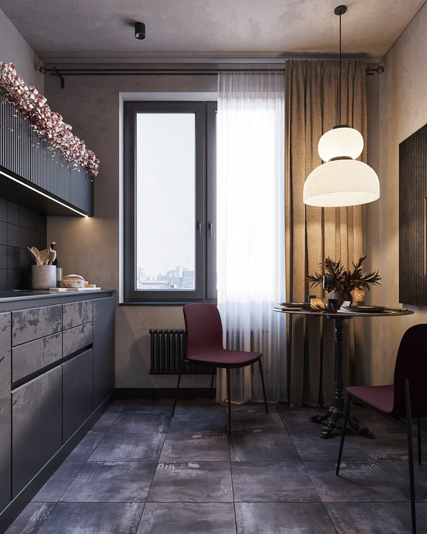 Фотография: Кухня и столовая в стиле Лофт, Эклектика, Квартира, Проект недели, Челябинск, 1 комната, до 40 метров, 40-60 метров, Tenso Interiors – фото на INMYROOM