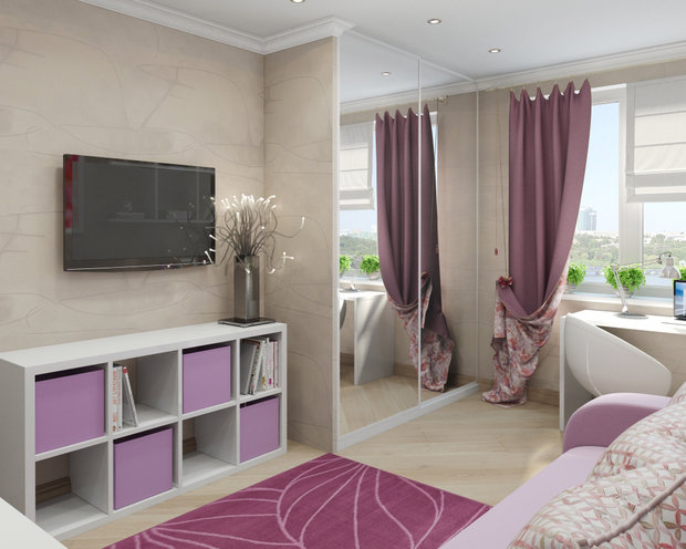 Фото из портфолио Детская для девочки-подростка в лиловых оттенках – фотографии дизайна интерьеров на INMYROOM