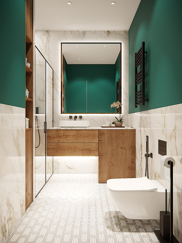 Фотография: Ванная в стиле Современный, Эко, Скандинавский, Квартира, Студия, Проект недели, Москва, Диана Мальцева, Монолитный дом, до 40 метров – фото на INMYROOM