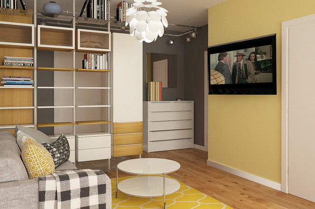 Фотография: Гостиная в стиле Лофт, Современный, Скандинавский, Малогабаритная квартира, Квартира, Дома и квартиры, IKEA, Проект дня – фото на INMYROOM