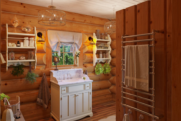 Фотография: Ванная в стиле Прованс и Кантри, Проект недели, Дача, Подмосковье, Юлия Соловьева, Более 90 метров – фото на INMYROOM