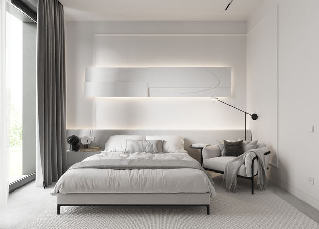 Визуализация интерьера спальни в стиле минимализм