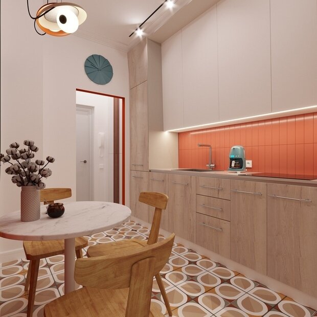 Фотография: Кухня и столовая в стиле Современный, Малогабаритная квартира, Квартира, Проект недели, Москва, Марина Саркисян, 3 комнаты, до 40 метров, 40-60 метров – фото на INMYROOM