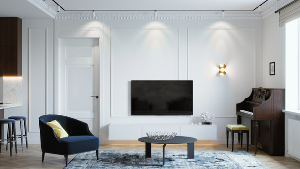 Фотография: Гостиная в стиле Лофт, Эклектика, Квартира, Miele, Проект недели, Минск, Сталинка, 3 комнаты, 60-90 метров, Nota Bene – фото на INMYROOM