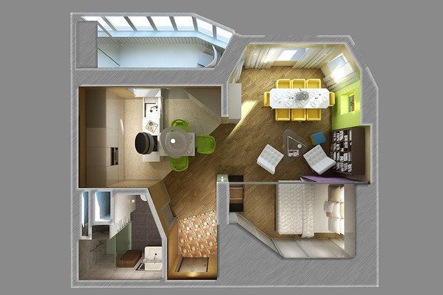 Фото из портфолио Проект однокомнатной квартиры. – фотографии дизайна интерьеров на INMYROOM