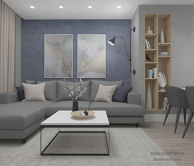 Фото из портфолио Проект в серо-синих тонах – фотографии дизайна интерьеров на INMYROOM