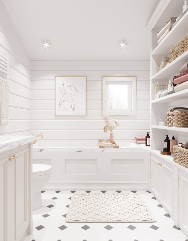 Фотография: Ванная в стиле Классический, Современный, Дом, Проект недели, Санкт-Петербург, Дом и дача, Елена Иванова, 4 и больше, Более 90 метров – фото на INMYROOM