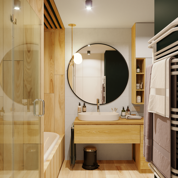 Фотография: Ванная в стиле Эко, Проект недели, Москва, Панельный дом, 2 комнаты, 60-90 метров, LINES – фото на INMYROOM