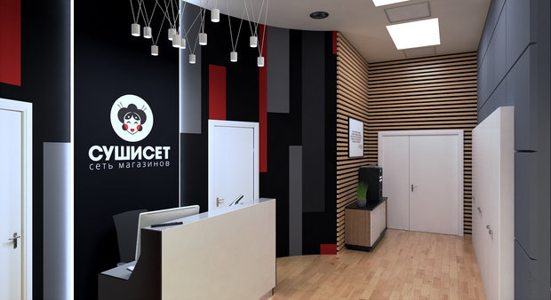 Фото из портфолио Фойе компании Суши Сет с элементами стиля Loft. – фотографии дизайна интерьеров на INMYROOM