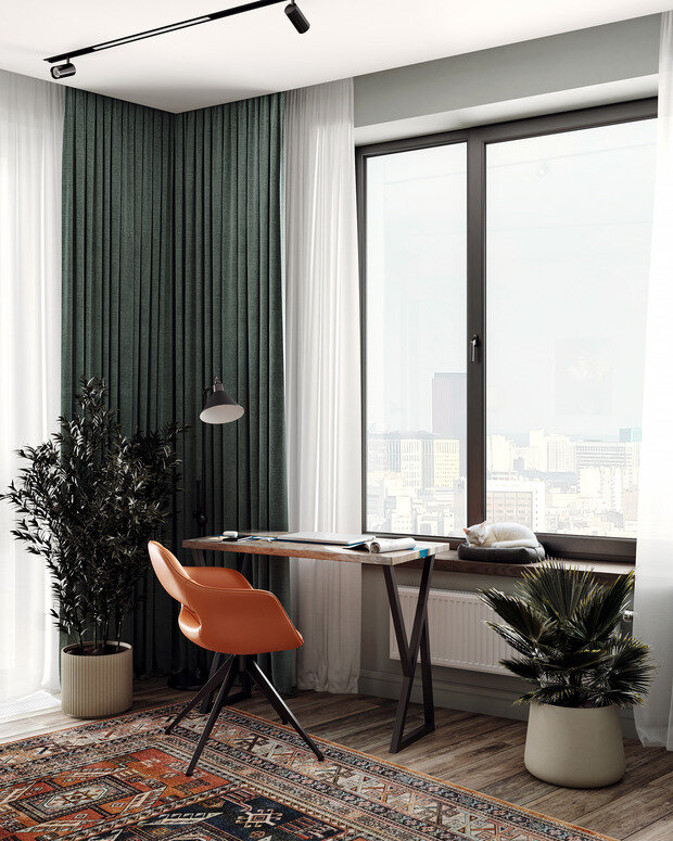 Фотография: Кабинет в стиле Скандинавский, Современный, Малогабаритная квартира, Квартира, Проект дня, Москва, 2 комнаты, 40-60 метров, Екатерина Быковская – фото на INMYROOM