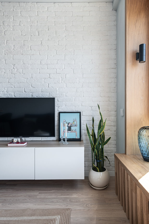 Фотография: Гостиная в стиле Современный, Квартира, Проект недели, Москва, 2 комнаты, до 40 метров, Екатерина Проскурина – фото на INMYROOM