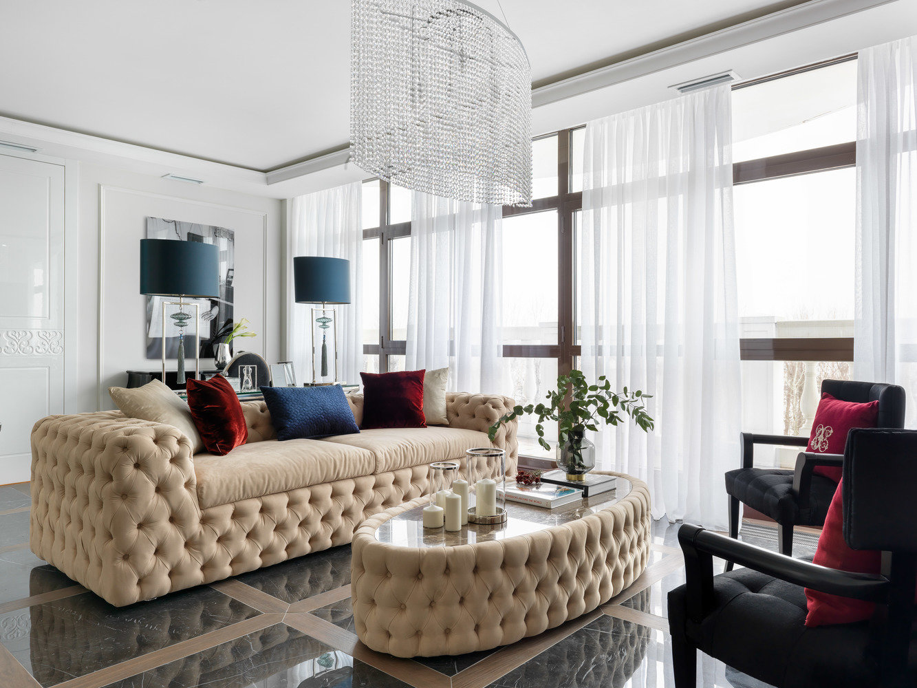 Фотография: Гостиная в стиле Классический, Современный, Квартира, Проект недели, Московская область, Монолитный дом, 2 комнаты, 60-90 метров, #эксклюзивныепроекты, Simple Way, ЖК Admiral Waterhause – фото на INMYROOM