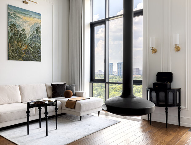 Фотография: Гостиная в стиле Классический, Современный, Эклектика, Проект дня, Пентхаус, Москва, Раменское, 2 комнаты, 60-90 метров, Мариетта Мнацаканян – фото на INMYROOM