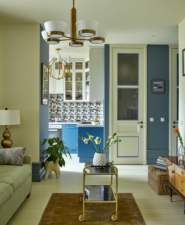 Фотография: Гостиная в стиле Современный, Эклектика, Квартира, Проект недели, Москва, Монолитный дом, 2 комнаты, 40-60 метров, Наталья Митракова, ЖК «Маршал», Винтажный – фото на INMYROOM