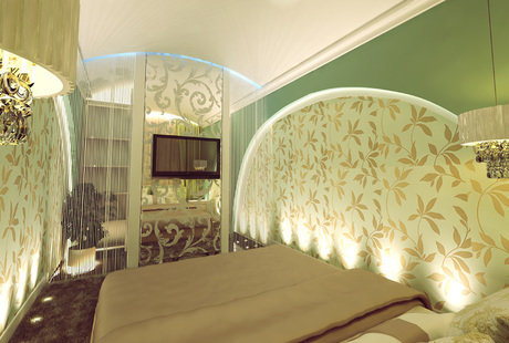 Зеленая спальня в современном стиле