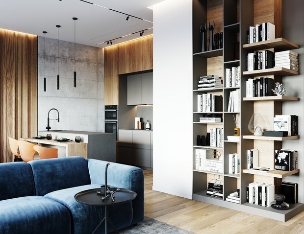 Фотография: Гостиная в стиле Лофт, Современный, Квартира, Проект недели, Москва, 4 и больше, Более 90 метров, Студия 20:18 – фото на INMYROOM