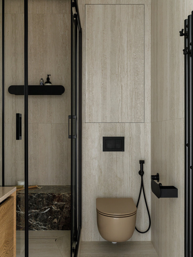 Фотография: Ванная в стиле Современный, Малогабаритная квартира, Квартира, Проект дня, 1 комната, до 40 метров, Лина Князева, современный с элементами скандинавского – фото на INMYROOM