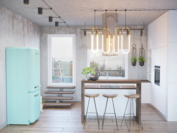 Фотография: Кухня и столовая в стиле Лофт, Скандинавский, Современный, Квартира, Проект недели, Санкт-Петербург, 4 и больше, Более 90 метров, Монолитно-кирпичный, Yucubedesign – фото на INMYROOM