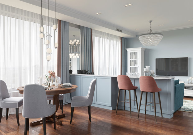 Фотография: Кухня и столовая в стиле Классический, Современный, Квартира, Проект дня, Москва, 3 комнаты, Более 90 метров, Галина Березкина – фото на INMYROOM