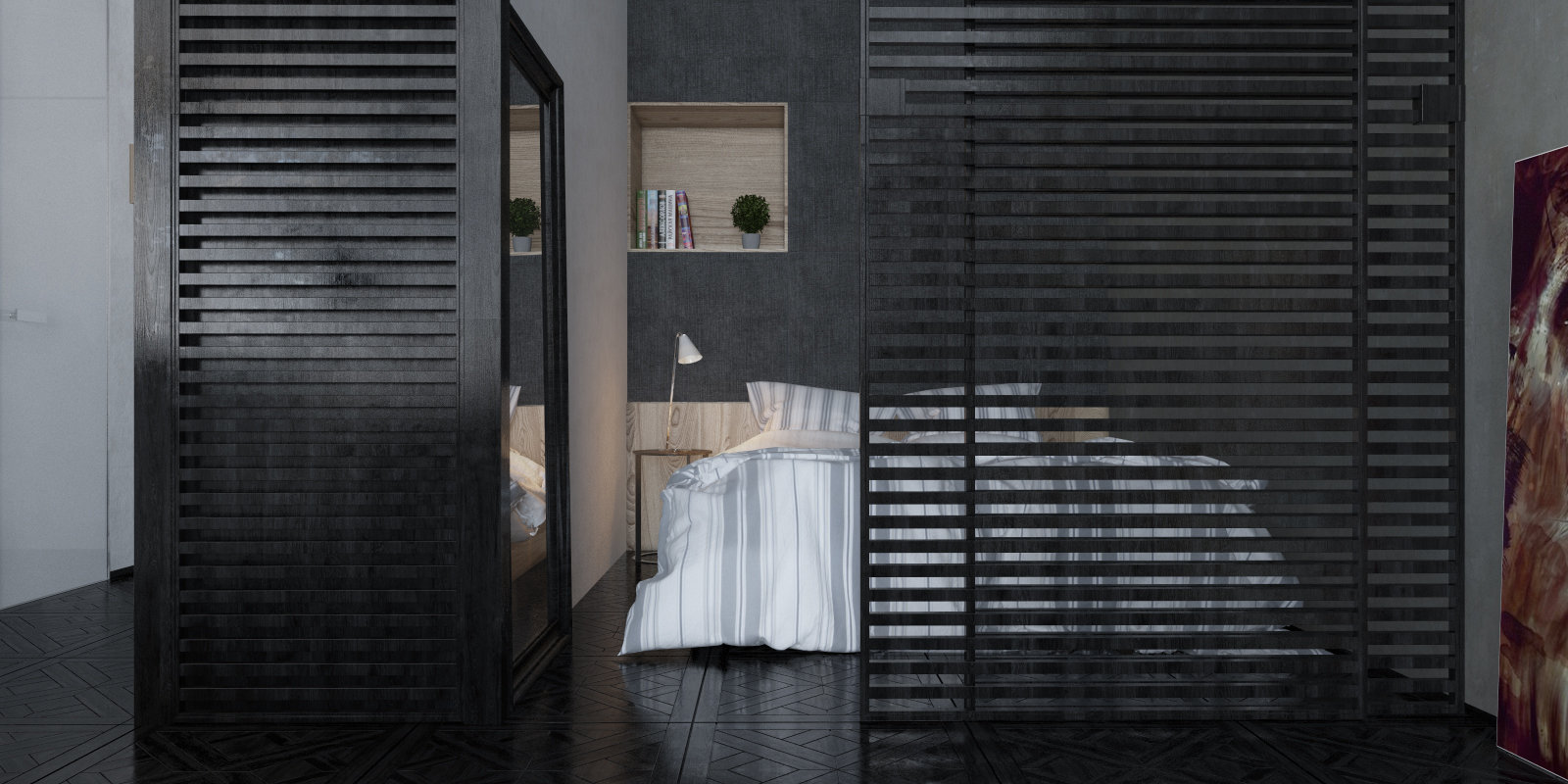 Фотография: Спальня в стиле Лофт, Квартира, Студия, Проект недели, Татьяна Шишкина, 40-60 метров, Монолитно-кирпичный, ЖК «Тринити» – фото на INMYROOM