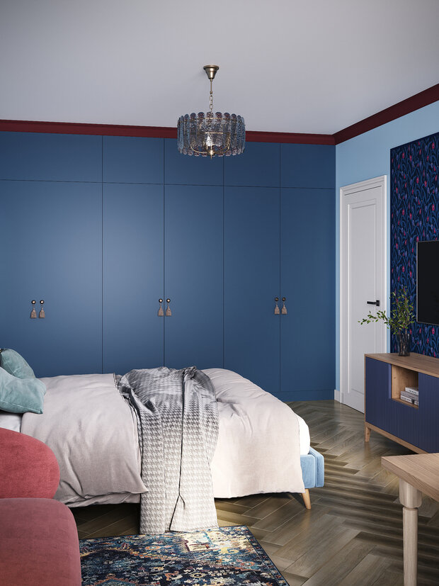 Фотография: Спальня в стиле Современный, Эклектика, Квартира, Проект дня, Москва, Ирина Собыленская, П-44, Панельный дом, 2 комнаты, 40-60 метров, Винтажный – фото на INMYROOM