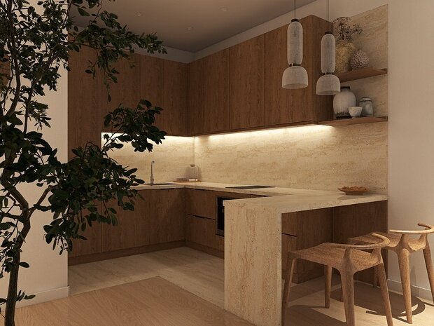 Фото из портфолио Кухня-гостиная в стиле Джапанди – фотографии дизайна интерьеров на INMYROOM