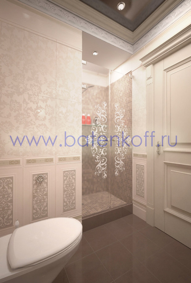 Фото из портфолио Дизайн проект гостевого туалета в классическом стиле на Юмашева от дизайн студии Батенькофф. – фотографии дизайна интерьеров на InMyRoom.ru